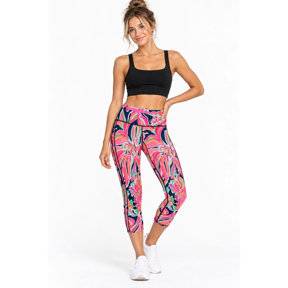 Lilly Pulitzer Luxletic Weekender Crop Leggings XS Banana Flambe UPF